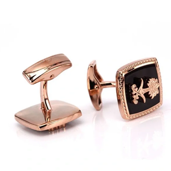 Elegant Rose Gold Palm Tree with Crossed Golf Clubs Cufflinks - Picture 3 of 16